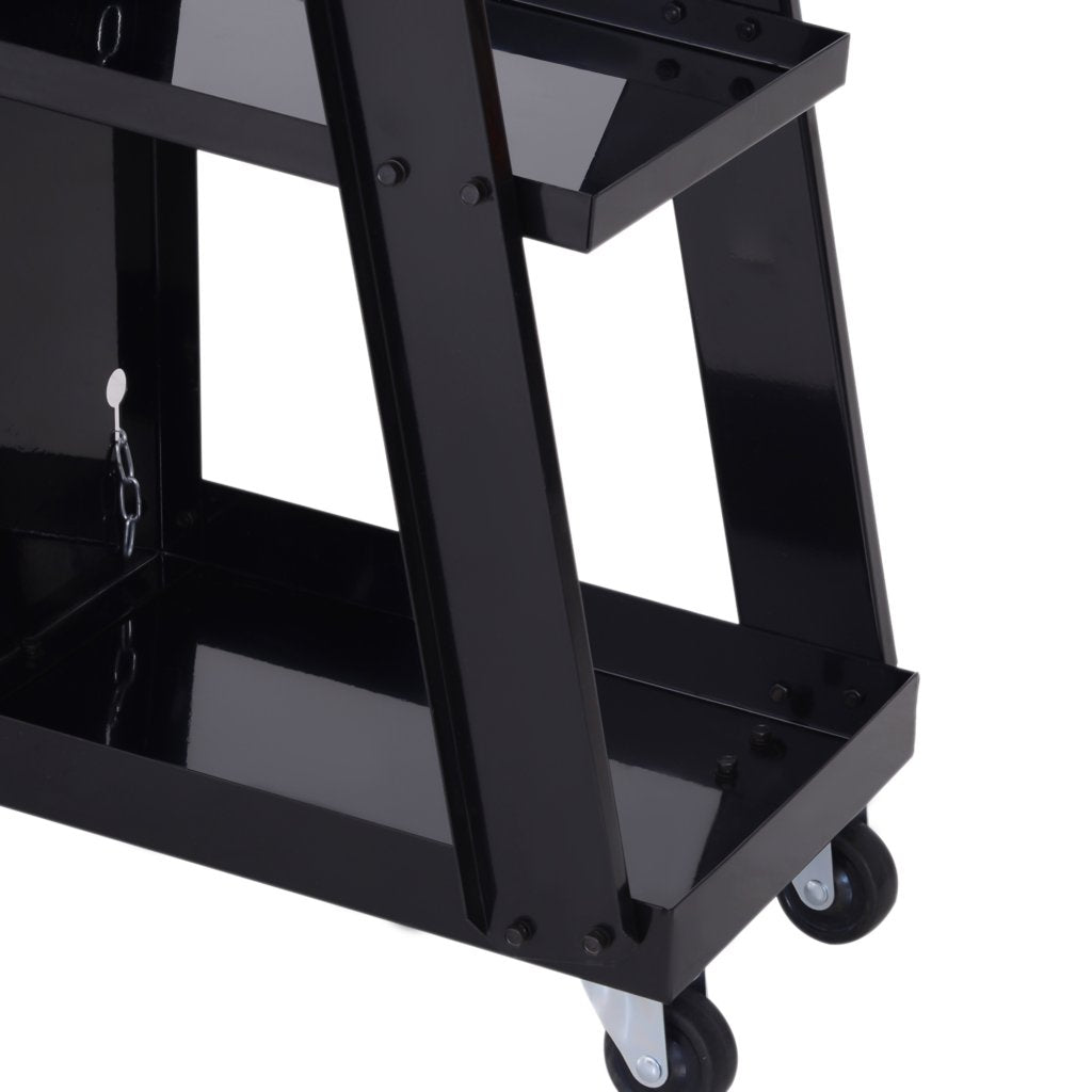 Welding Cart Trolley with Gas Bottle Chain – Black