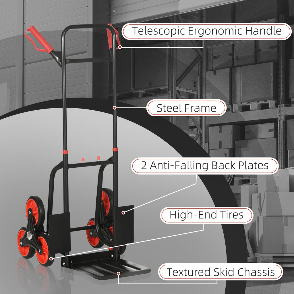 Foldable Steel Stair Climbing Trolley – 120kg Red