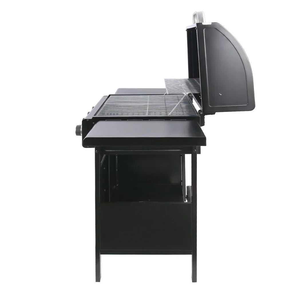 Black Rattan Corner Sofa Set & 4-Burner Gas BBQ Grill Bundle