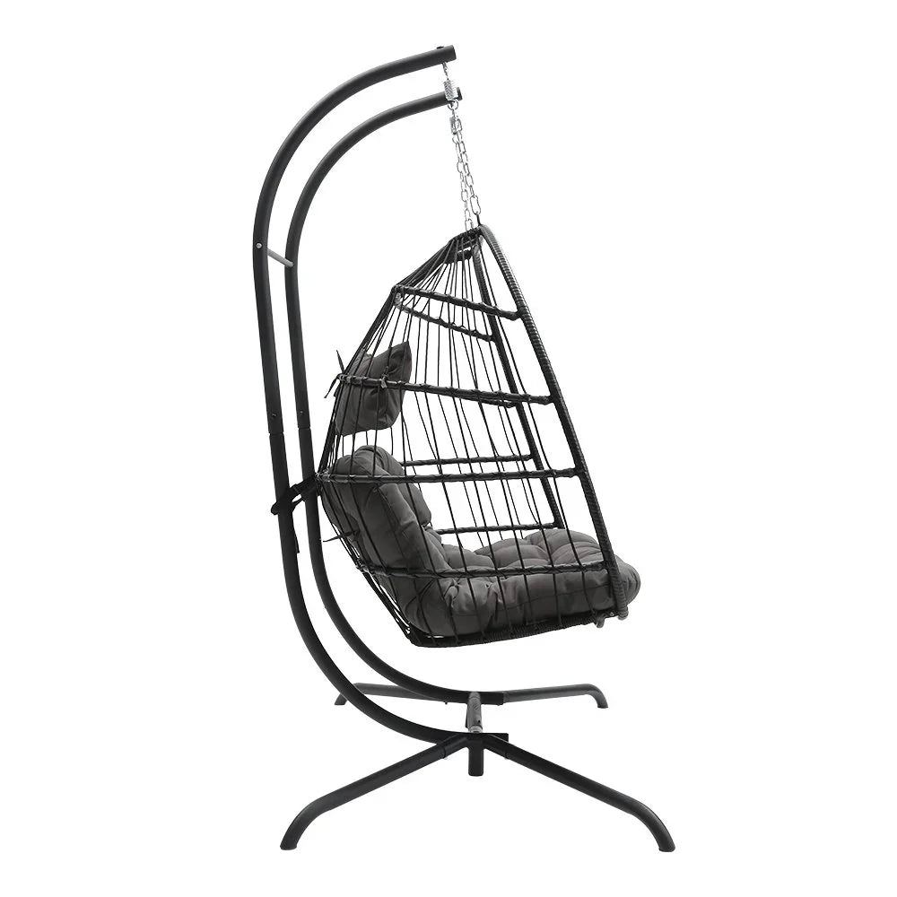 Hanging 2-Seater Egg Chair & Green 3m Cantilever Parasol Bundle