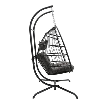 Hanging 2-Seater Egg Chair & Green 3m Cantilever Parasol Bundle