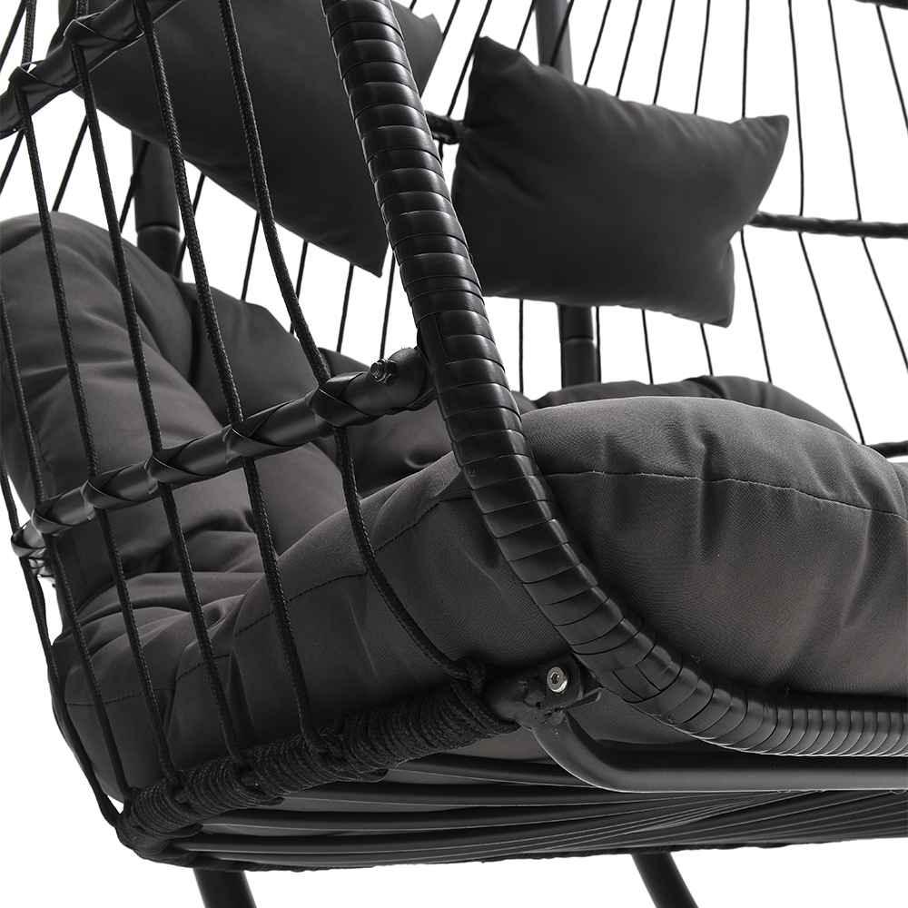 Hanging 2-Seater Egg Chair & Green 3m Cantilever Parasol Bundle