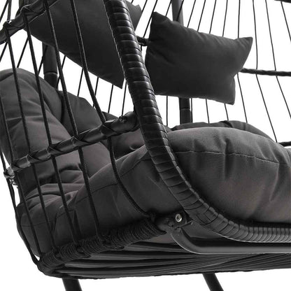 Hanging 2-Seater Egg Chair & Green 3m Cantilever Parasol Bundle