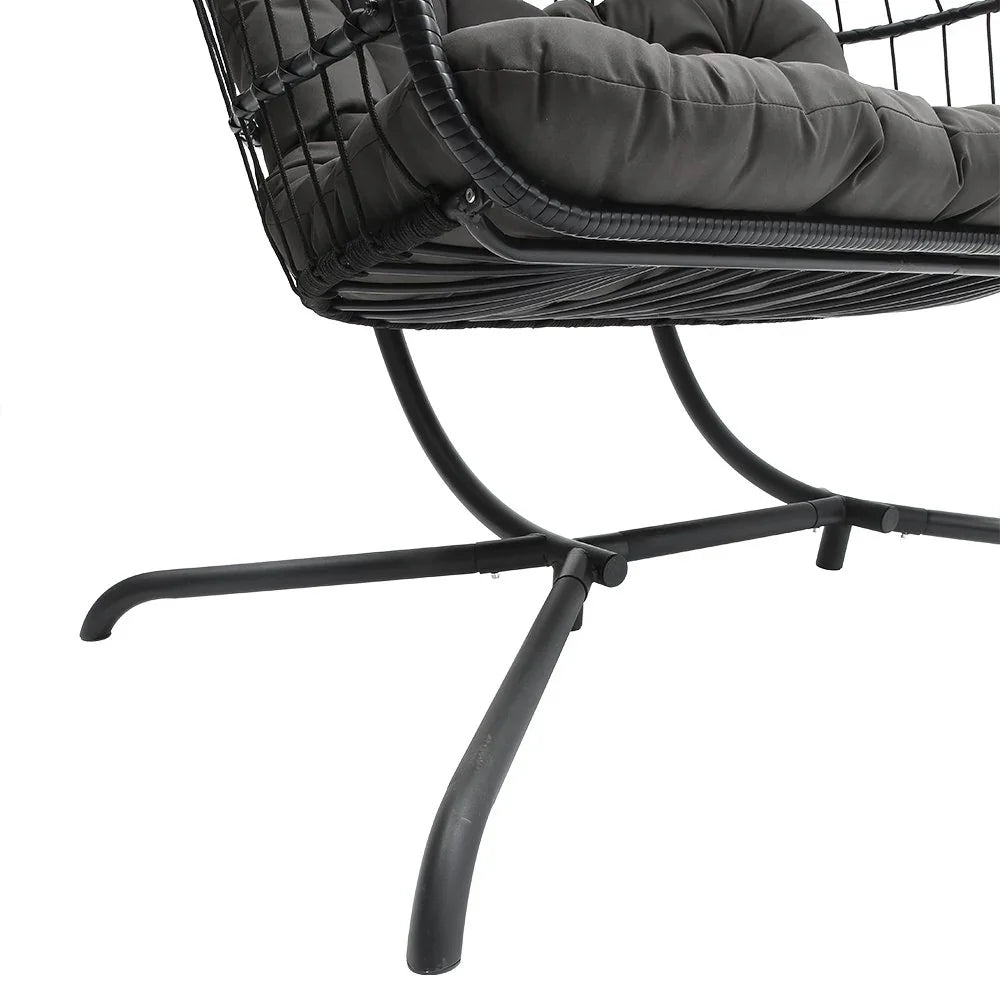 Hanging 2-Seater Egg Chair & Green 3m Cantilever Parasol Bundle