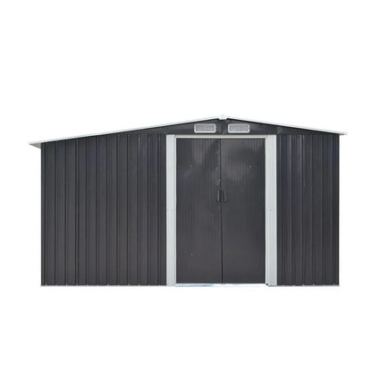 Metal Garden Shed 8ft x 8ft & Q-Rax Heavy Duty Storage Shelving Bundle
