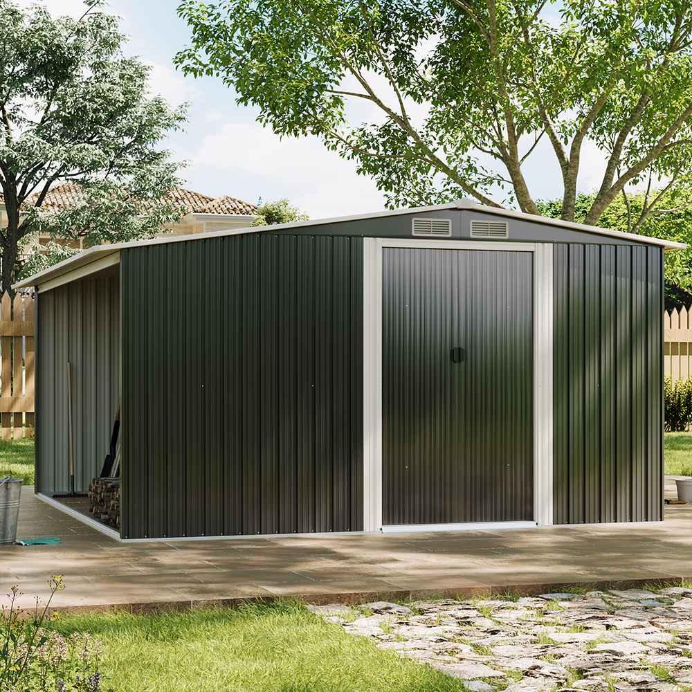 Metal Garden Shed 8ft x 8ft & Q-Rax Heavy Duty Storage Shelving Bundle