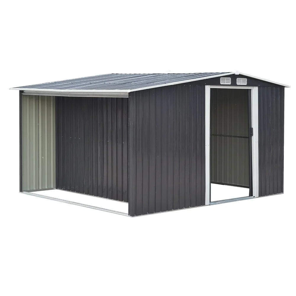 Metal Garden Shed 8ft x 8ft & Q-Rax Heavy Duty Storage Shelving Bundle