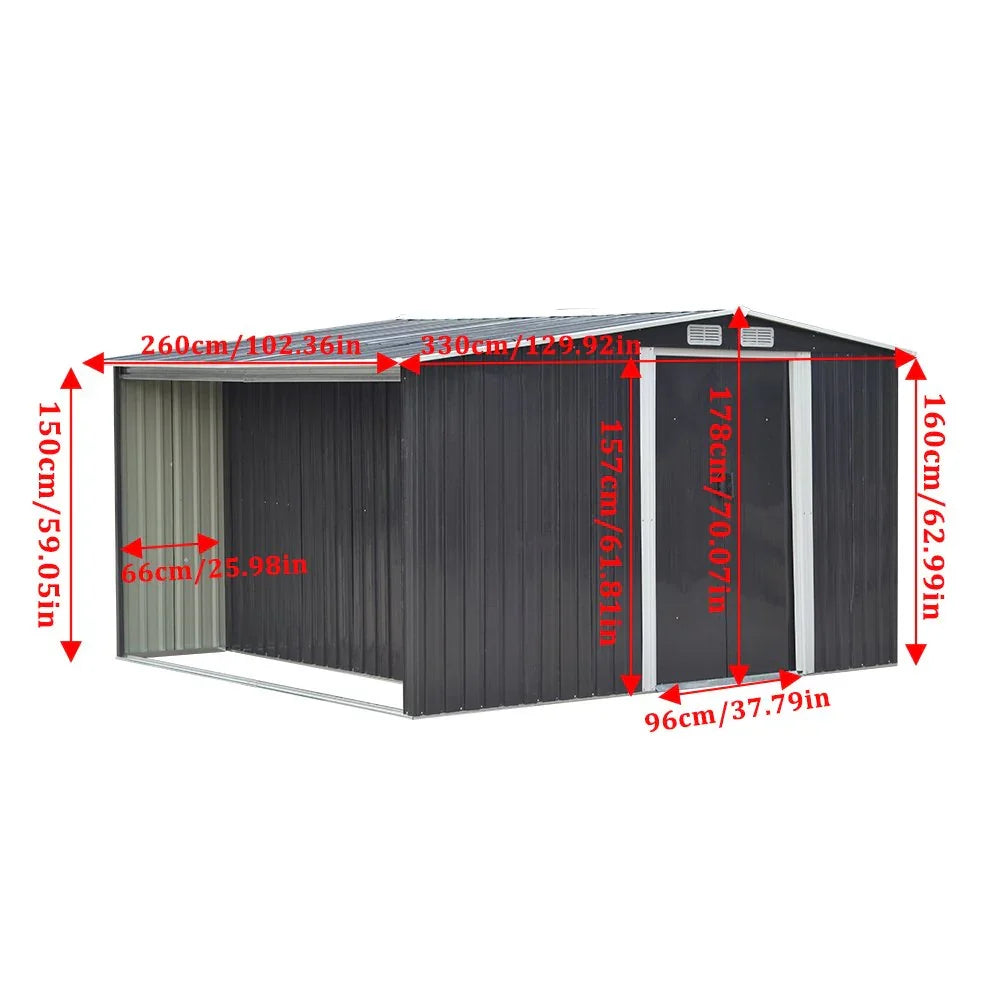 Metal Garden Shed 8ft x 8ft - Black