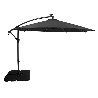 Hanging 2-Seater Egg Chair & Grey 3m LED Cantilever Parasol Bundle
