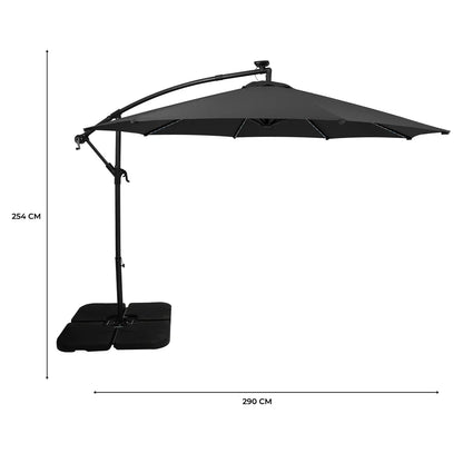 Hanging 2-Seater Egg Chair & Grey 3m LED Cantilever Parasol Bundle