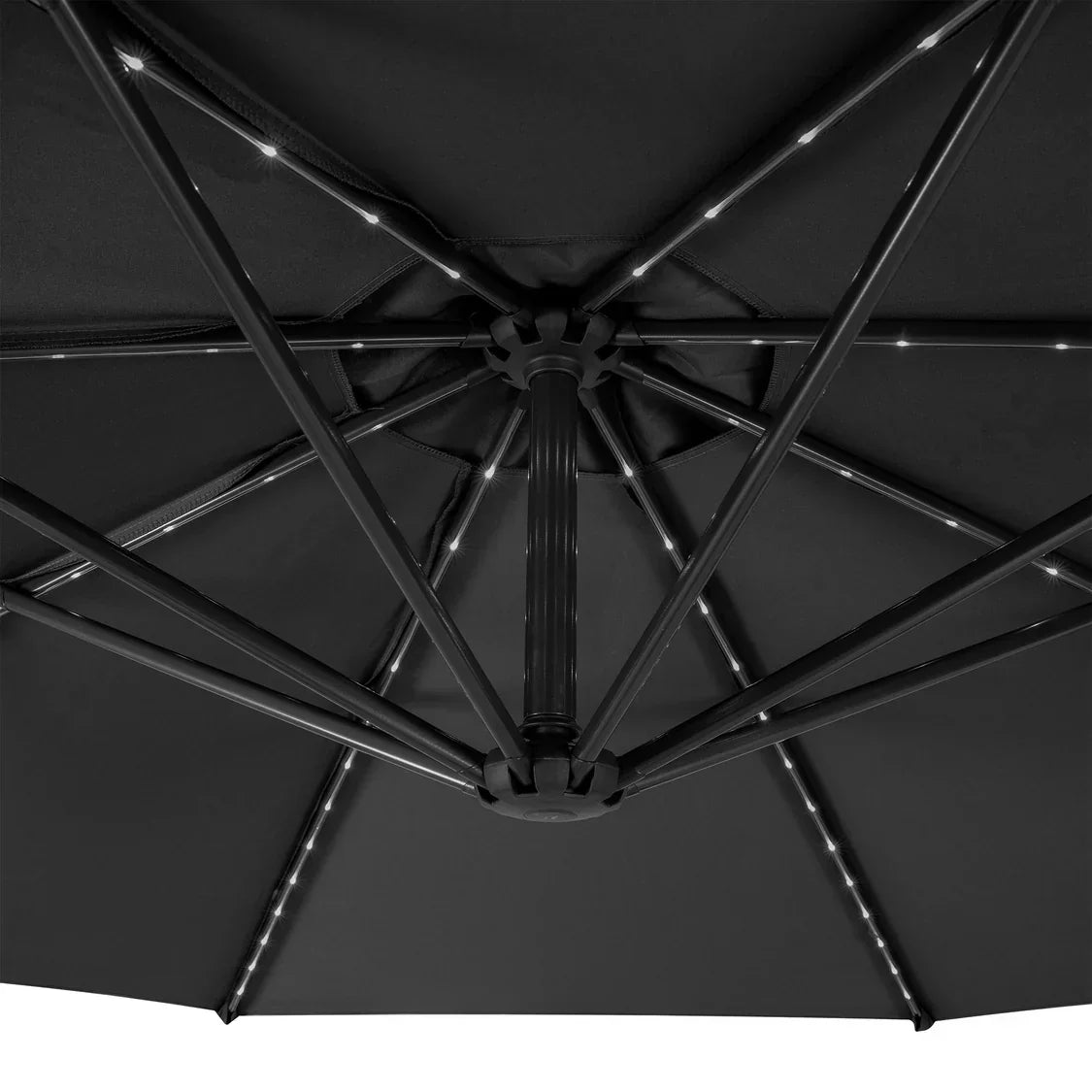 Hanging 2-Seater Egg Chair & Grey 3m LED Cantilever Parasol Bundle