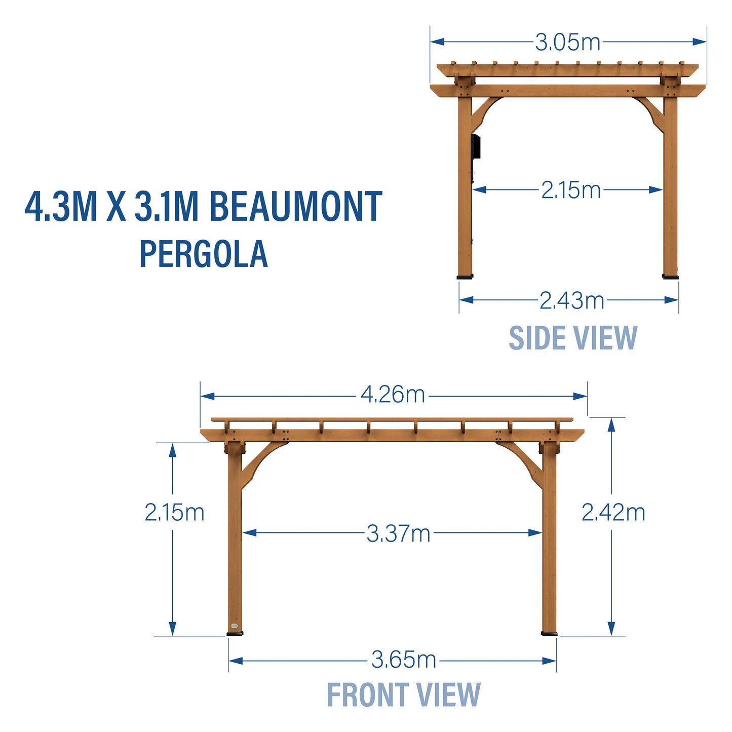 4.3m x 3.1m (14ft x 10ft) Beaumont Pergola