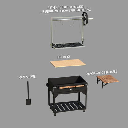 Argentine/Santa Maria Heritage BBQ Grill with Wood Fire and Charcoal Grill