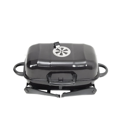 Black Rattan Patio Furniture Set & Portable Charcoal BBQ Grill Bundle