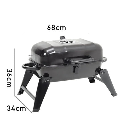 Black Rattan Patio Furniture Set & Portable Charcoal BBQ Grill Bundle