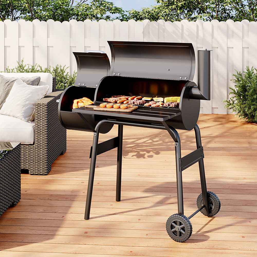 Charcoal BBQ Grill with Offset Smoker