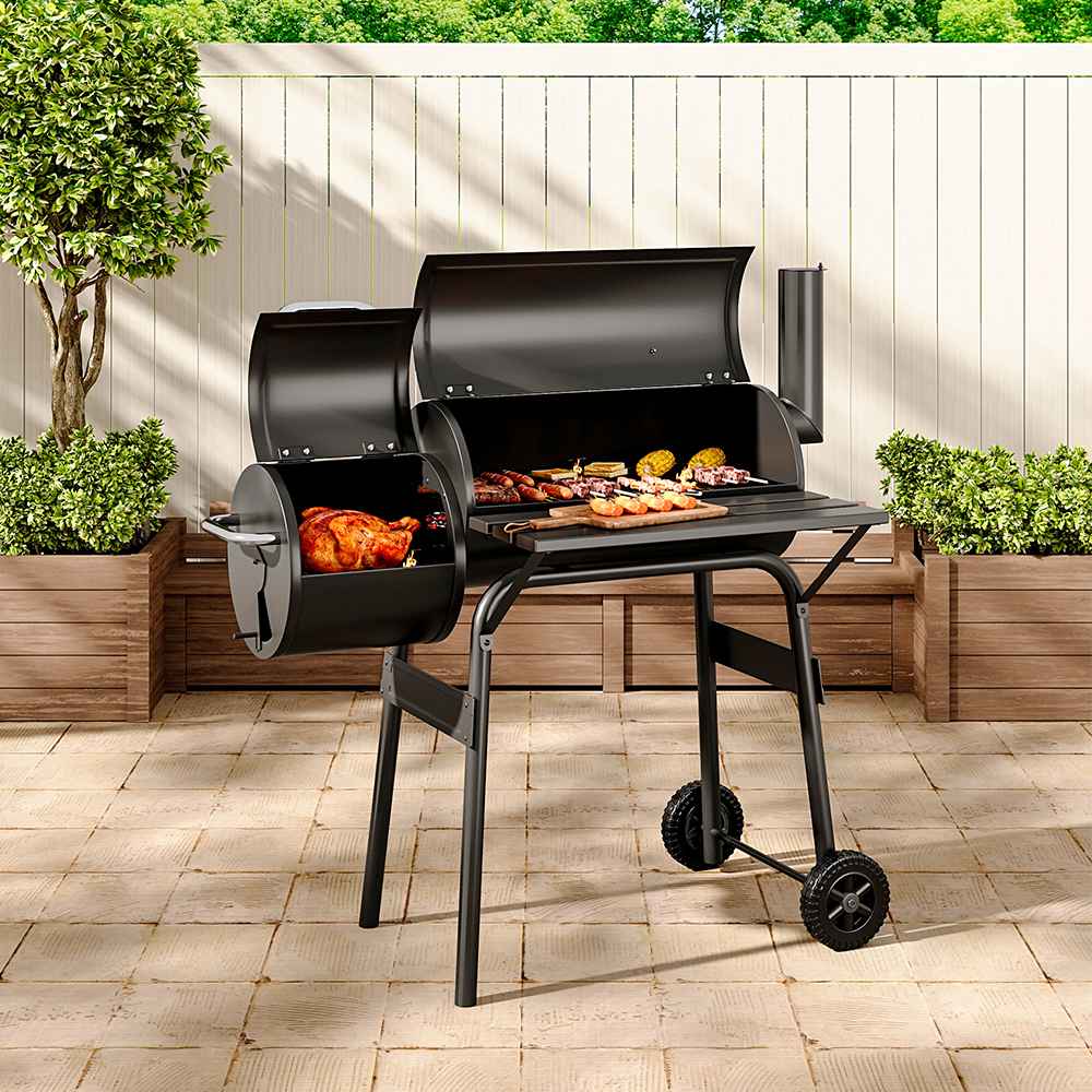 Charcoal BBQ Grill with Offset Smoker