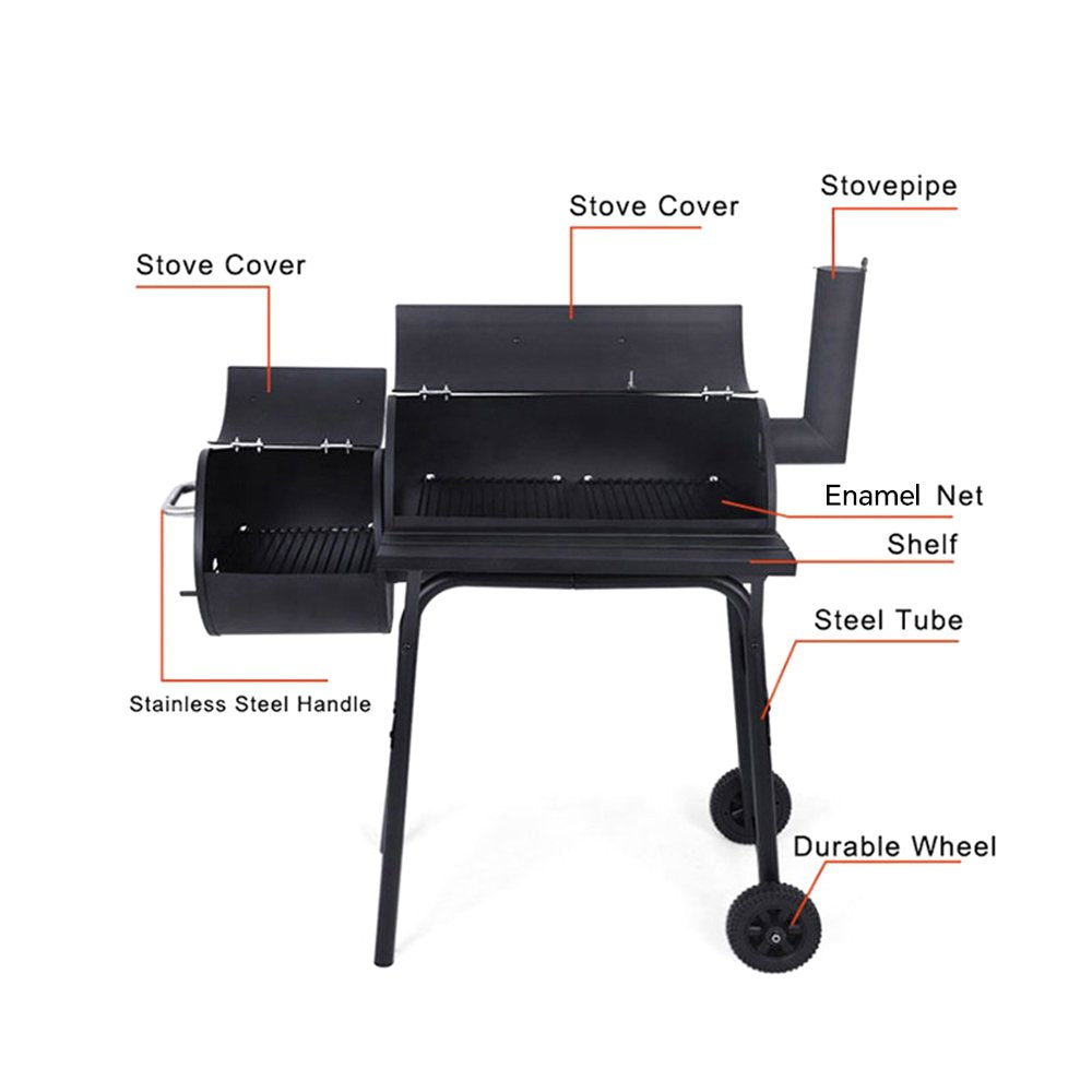 Charcoal BBQ Grill with Offset Smoker