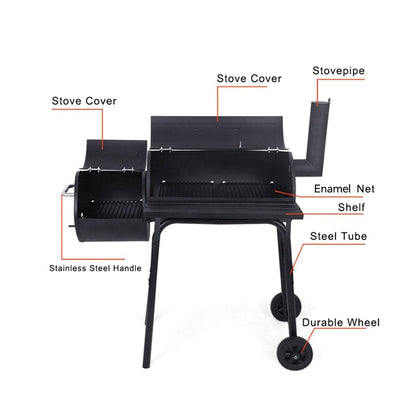 Charcoal BBQ Grill with Offset Smoker