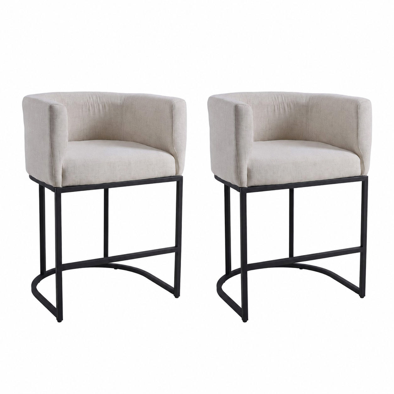 Beige Chenille Bar Stools – Set of 2