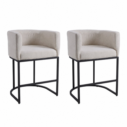 Beige Chenille Bar Stools – Set of 2