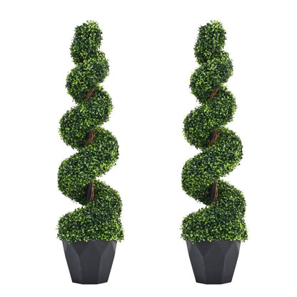 Artificial Spiral Boxwood Trees – 120cm Set of 2