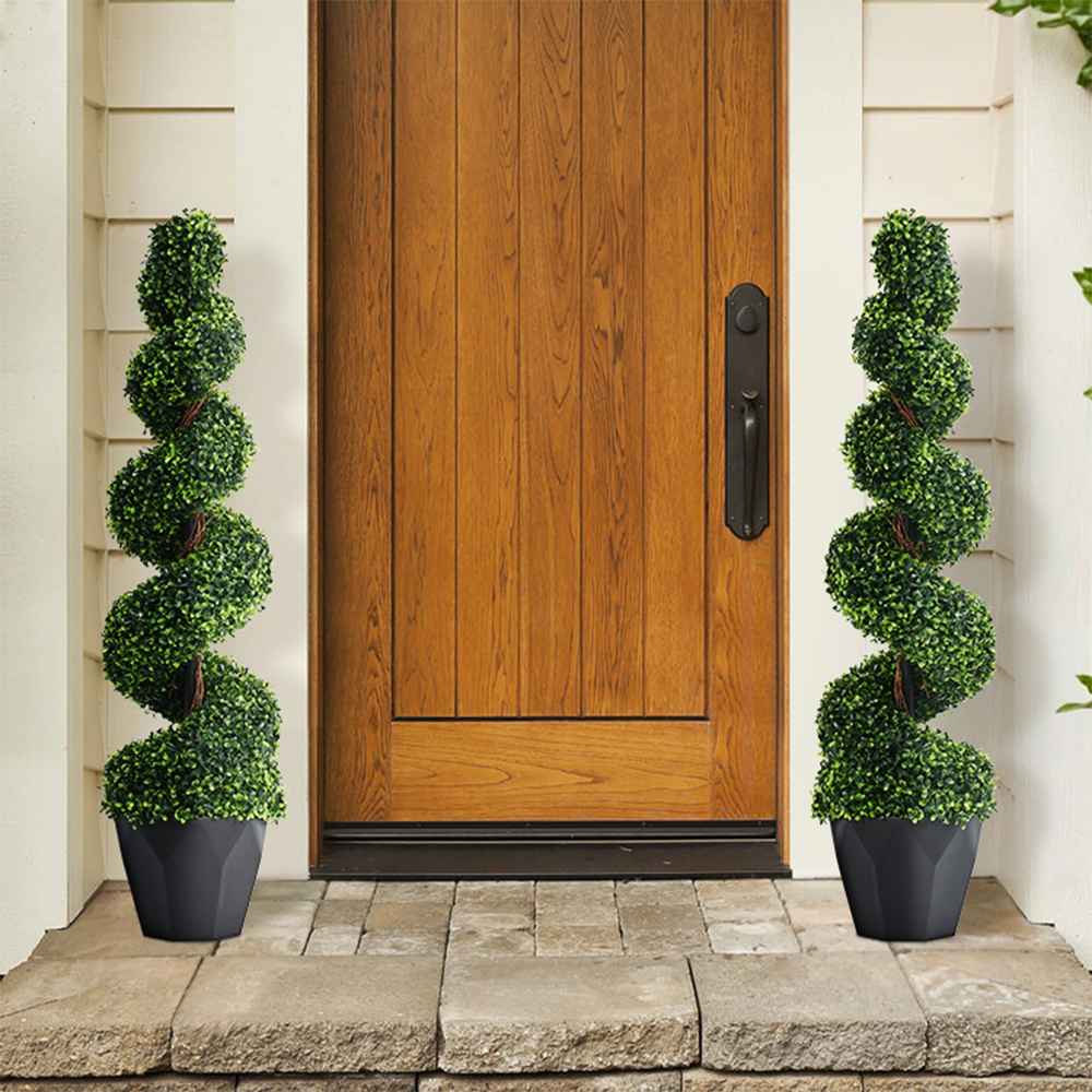 Artificial Spiral Boxwood Trees – 120cm Set of 2