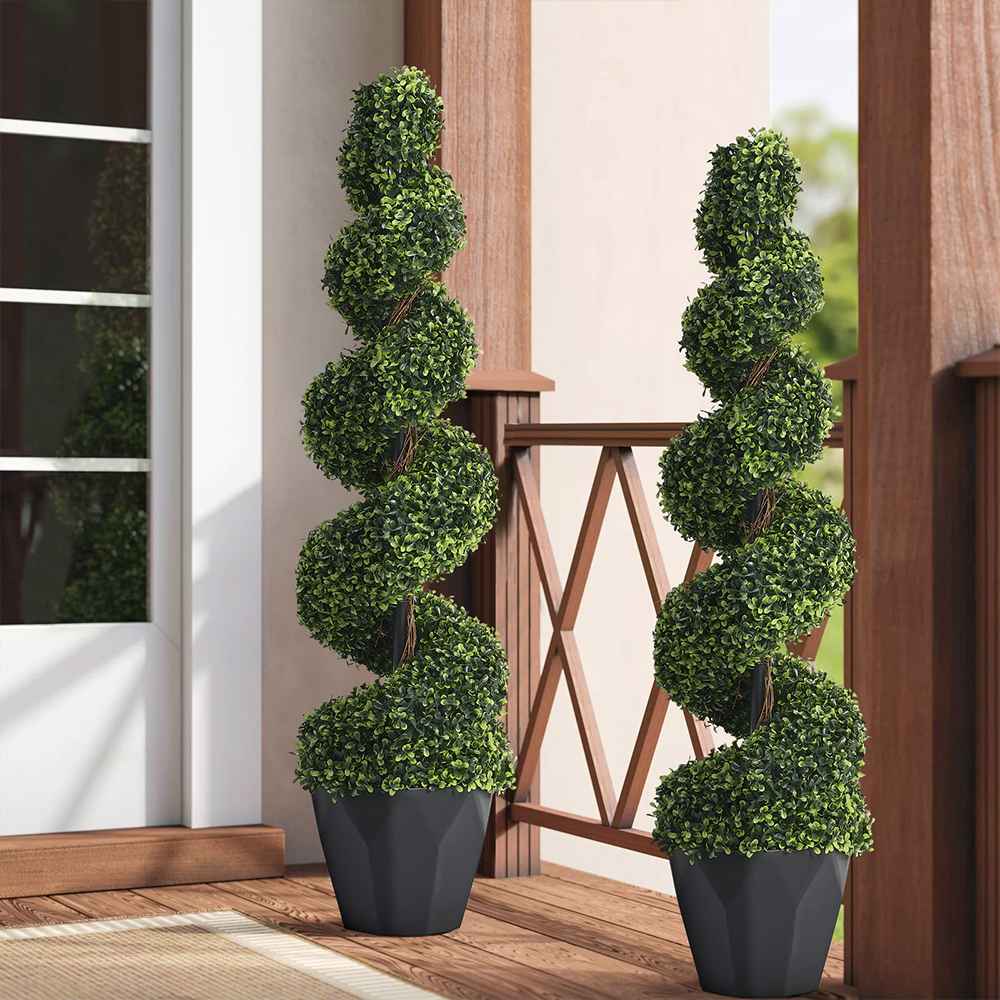 Artificial Spiral Boxwood Trees – 120cm Set of 2