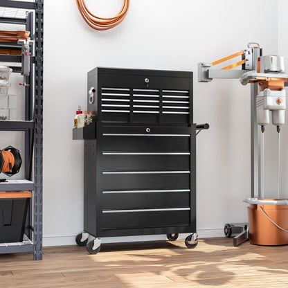 2-in-1 Lockable Tool Chest & Roller Cabinet – 14 Drawers