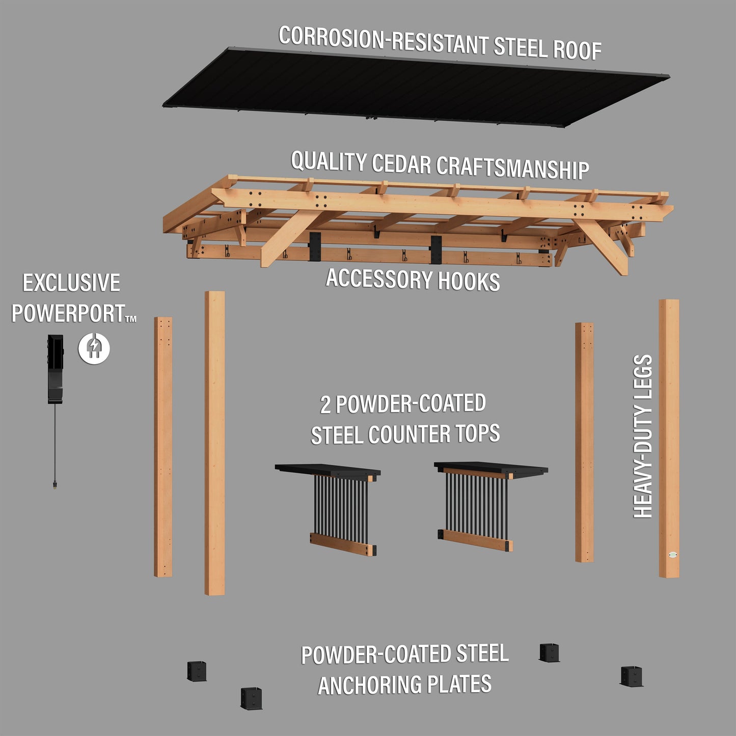 3.9m x 1.9m (13ft x 6ft) Saxony XL Grill/BBQ Gazebo