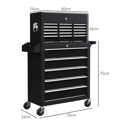2-in-1 Lockable Tool Chest & Roller Cabinet – 14 Drawers