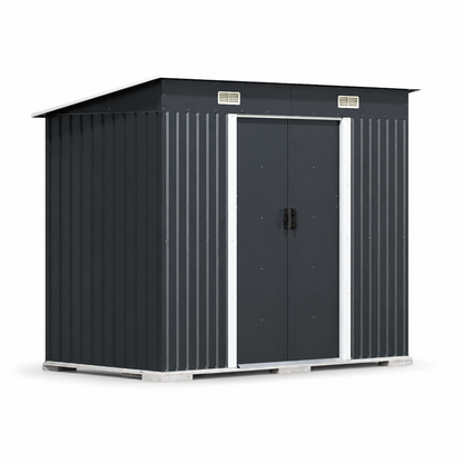 Metal Garden Storage Shed – Charcoal Black 7.81 x 4.3ft