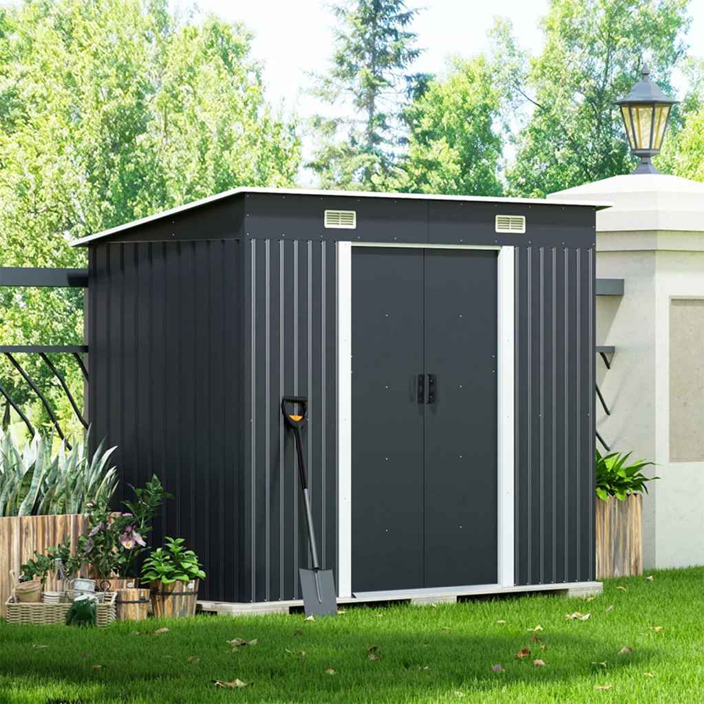 Metal Garden Storage Shed – Charcoal Black 7.81 x 4.3ft