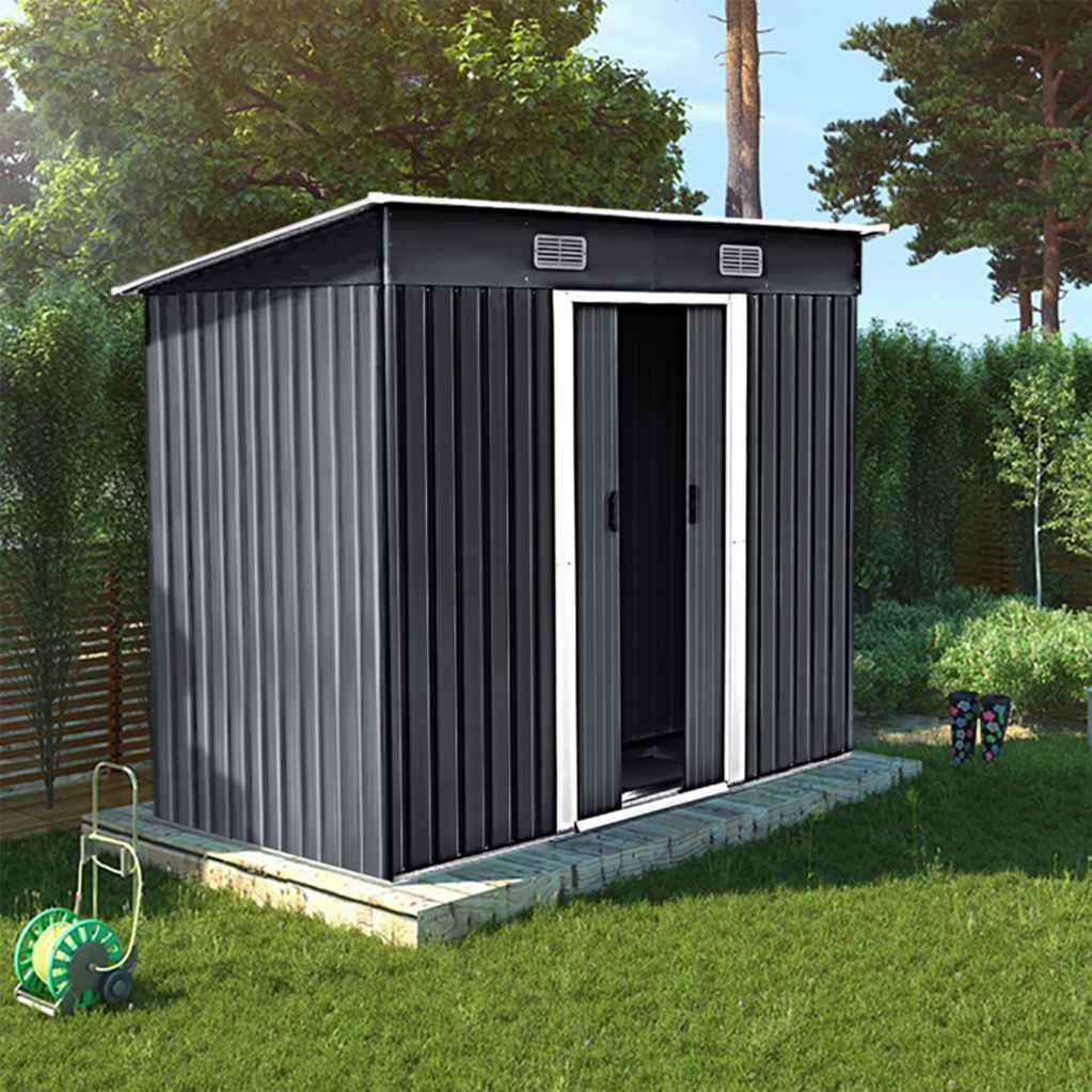 Metal Garden Storage Shed – Charcoal Black 7.81 x 4.3ft
