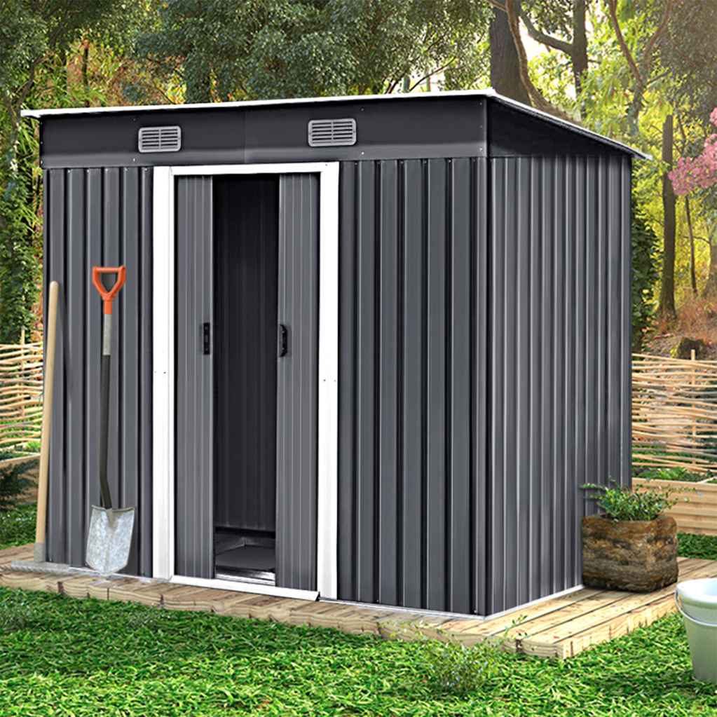 Metal Garden Storage Shed – Charcoal Black 7.81 x 4.3ft