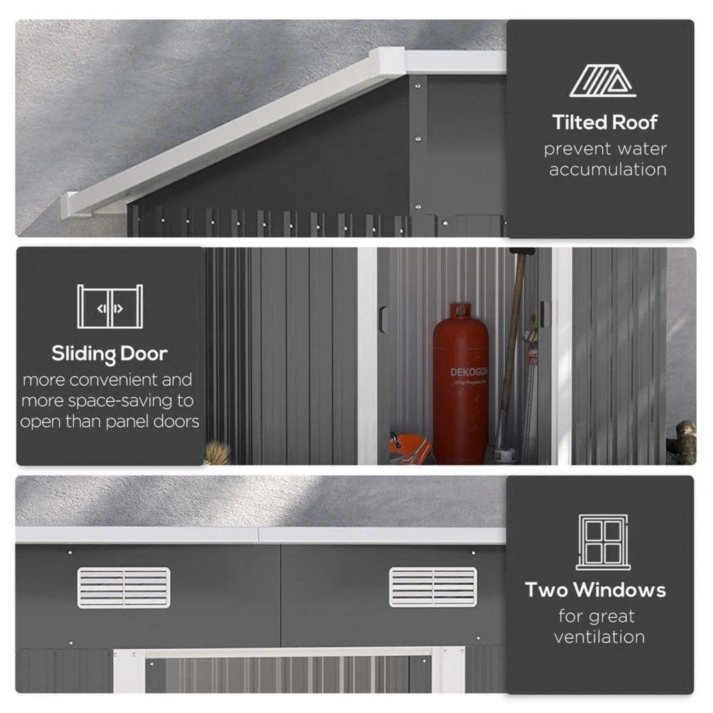 Metal Garden Storage Shed – Charcoal Black 7.81 x 4.3ft