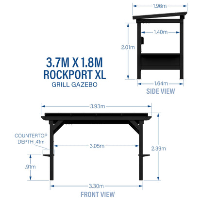 3.9m x 2.0m (13ft x 6ft) Rockport XL Grill/BBQ Gazebo
