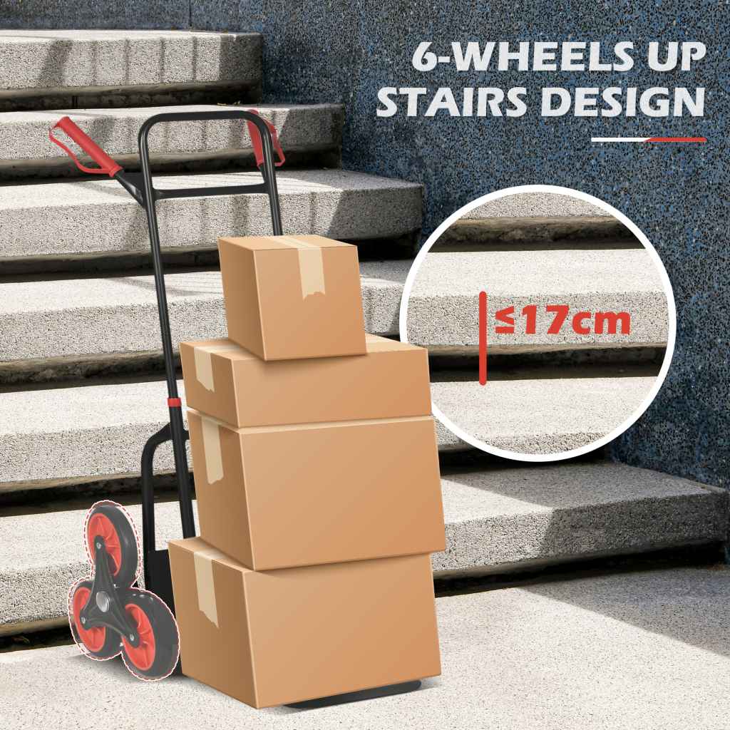 Foldable Steel Stair Climbing Trolley – 120kg Red