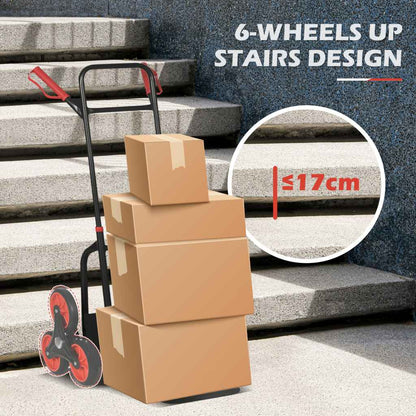 Foldable Steel Stair Climbing Trolley – 120kg Red
