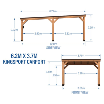 6.2m x 3.7m (20ft x 12ft) Kingsport Carport