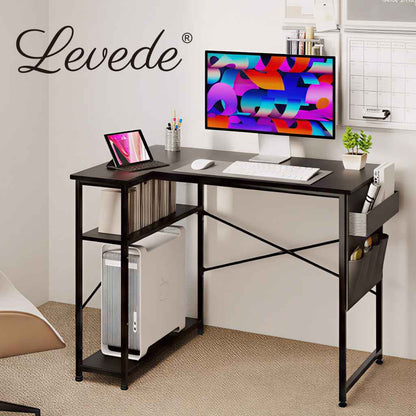 L-Shaped Gaming Desk – Black with Storage Bag