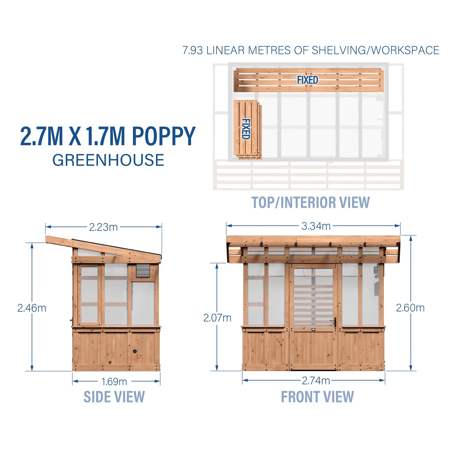 2.7m x 1.7m (9ft x 6ft) Poppy Greenhouse