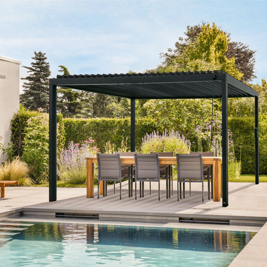 4.9m x 3.0m (16ft x 10ft) Sarasota Steel Louvered Pergola