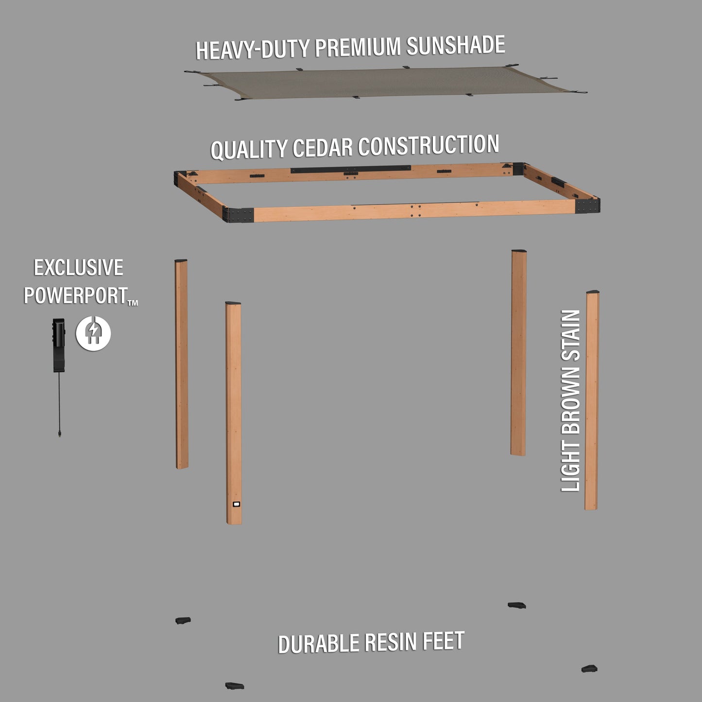 3.7m x 3.1m (12ft x 10ft) Brendan Sail Shade Pergola