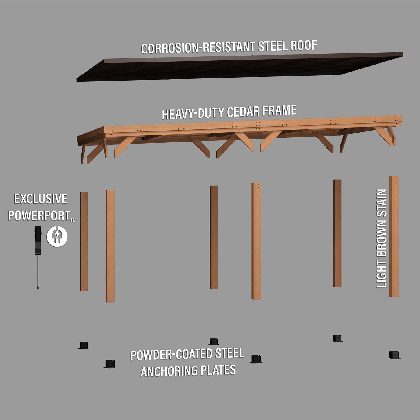 6.2m x 3.7m (20ft x 12ft) Kingsport Carport