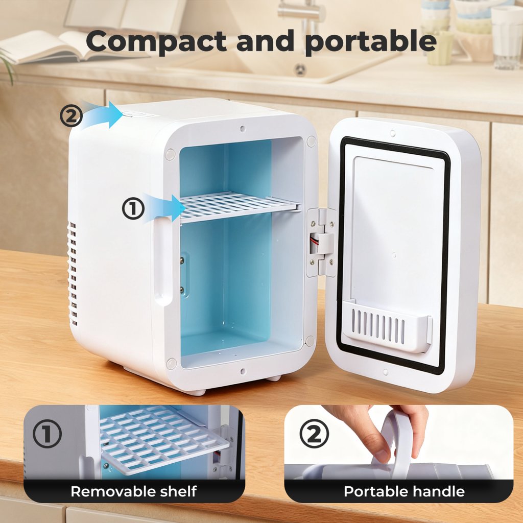 5L Mini Fridge – LED Mirror Light