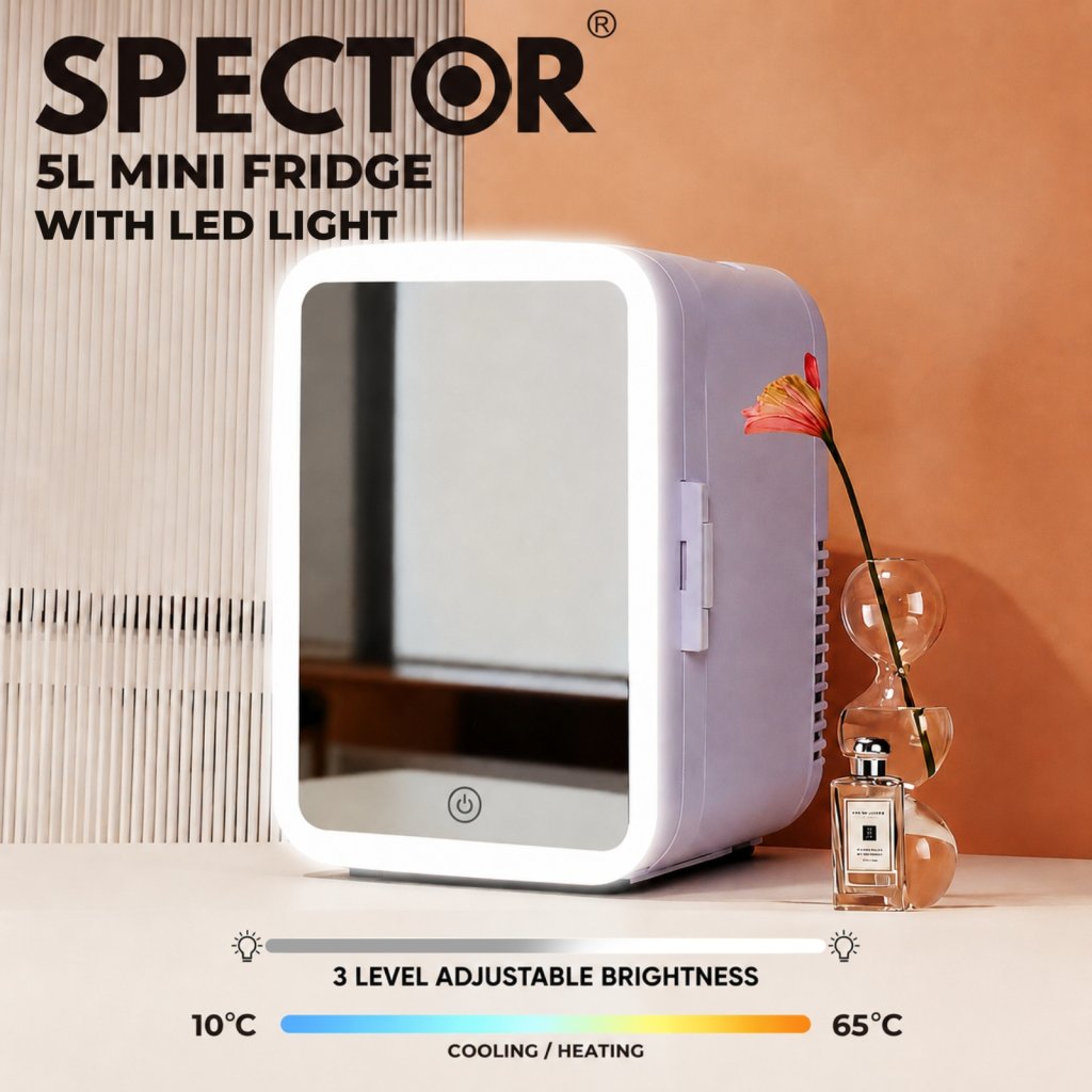 5L Mini Fridge – LED Mirror Light