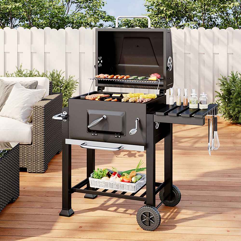 Portable Charcoal BBQ Grill Trolley