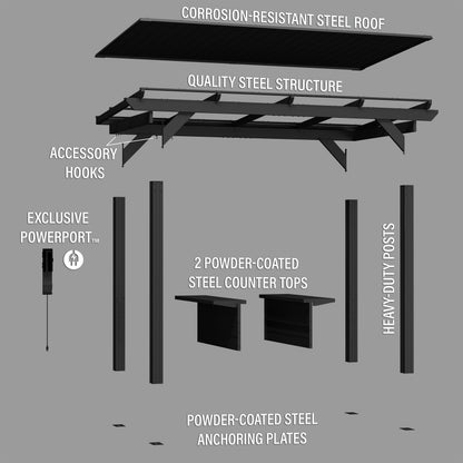 3.9m x 2.0m (13ft x 6ft) Rockport XL Grill/BBQ Gazebo