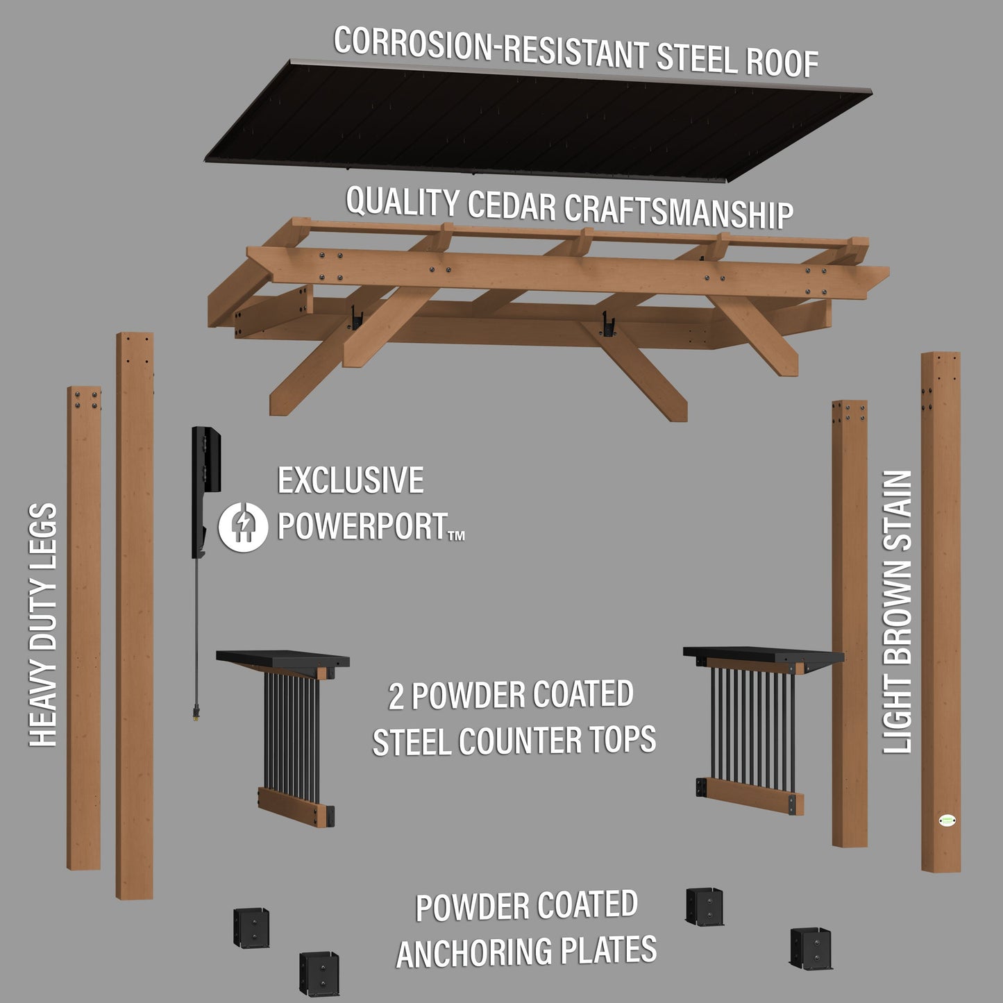 2.6m x 1.6m (9ft x 5ft) Saxony Grill/BBQ Gazebo